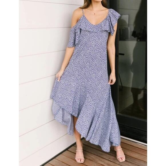 Ces Femme Asymmetrical Hem Purple Gray Dress Womens Medium Animal Print Cheetah - Picture 1 of 8